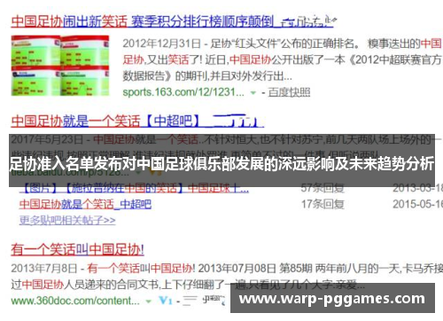 足协准入名单发布对中国足球俱乐部发展的深远影响及未来趋势分析